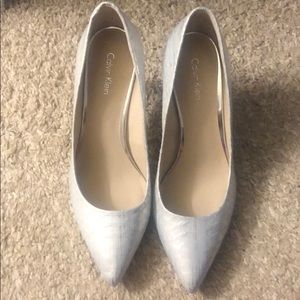 Calvin Klein White Snakeskin Heels